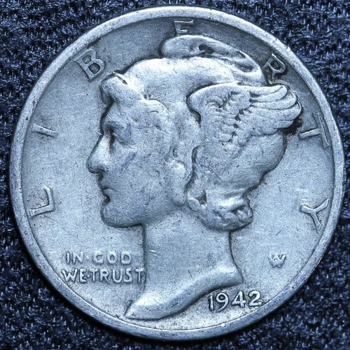 1942-D Mercury Silver Dime CIRCULATED GOOD / VG FREE SHIPPING