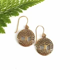 Beautiful Gold Celtic Tree of Life Earrings on Hooks 18mm Across