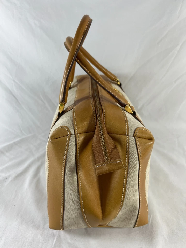 GUCCI Auténtico Marfil Lona Cuero Tostado Borde Boston GG Supreme Lona Doctor Foto 3 de 4