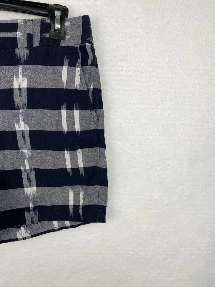 Ann Taylor LOFT Womens Size 8 The Riviera Short w Pockets Blue Gray Plaid Dressy - Image 3 of 4