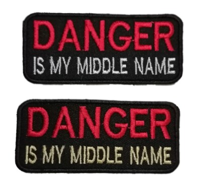 Gefahr ist mein zweiter Vorname Set Kunst Kleidung zum Aufbügeln oder Aufnähen bestickt Patch