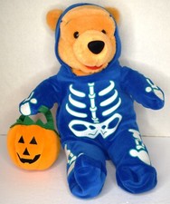 WINNIE THE POOH SKELETON COSTUME HALLOWEEN PUMPKIN PLUSH DISNEY 13 INCHES
