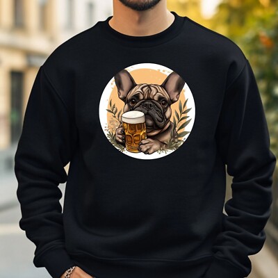 Bulldog Drinking Beer Sweatshirt Cosy and Perfect for Any Occasion S to 4XL