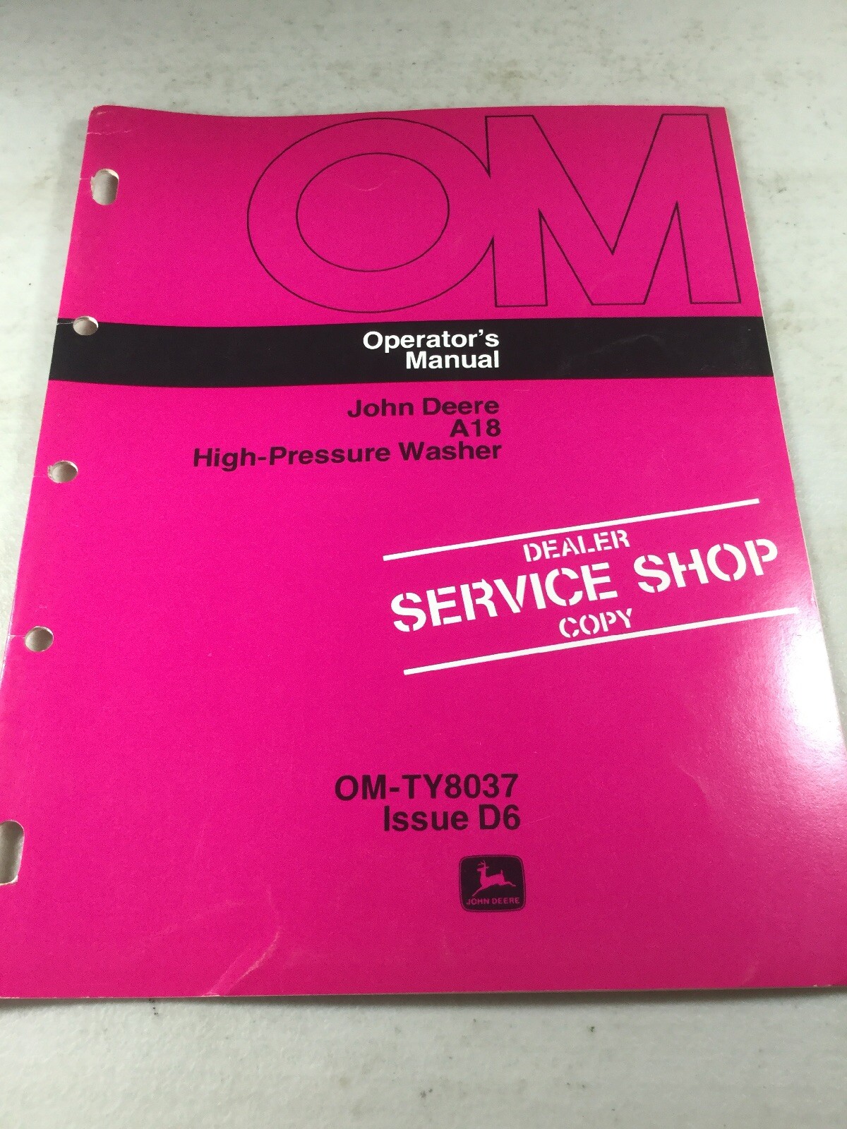 John Deere A18 High Pressure Washer Operators Manual eBay