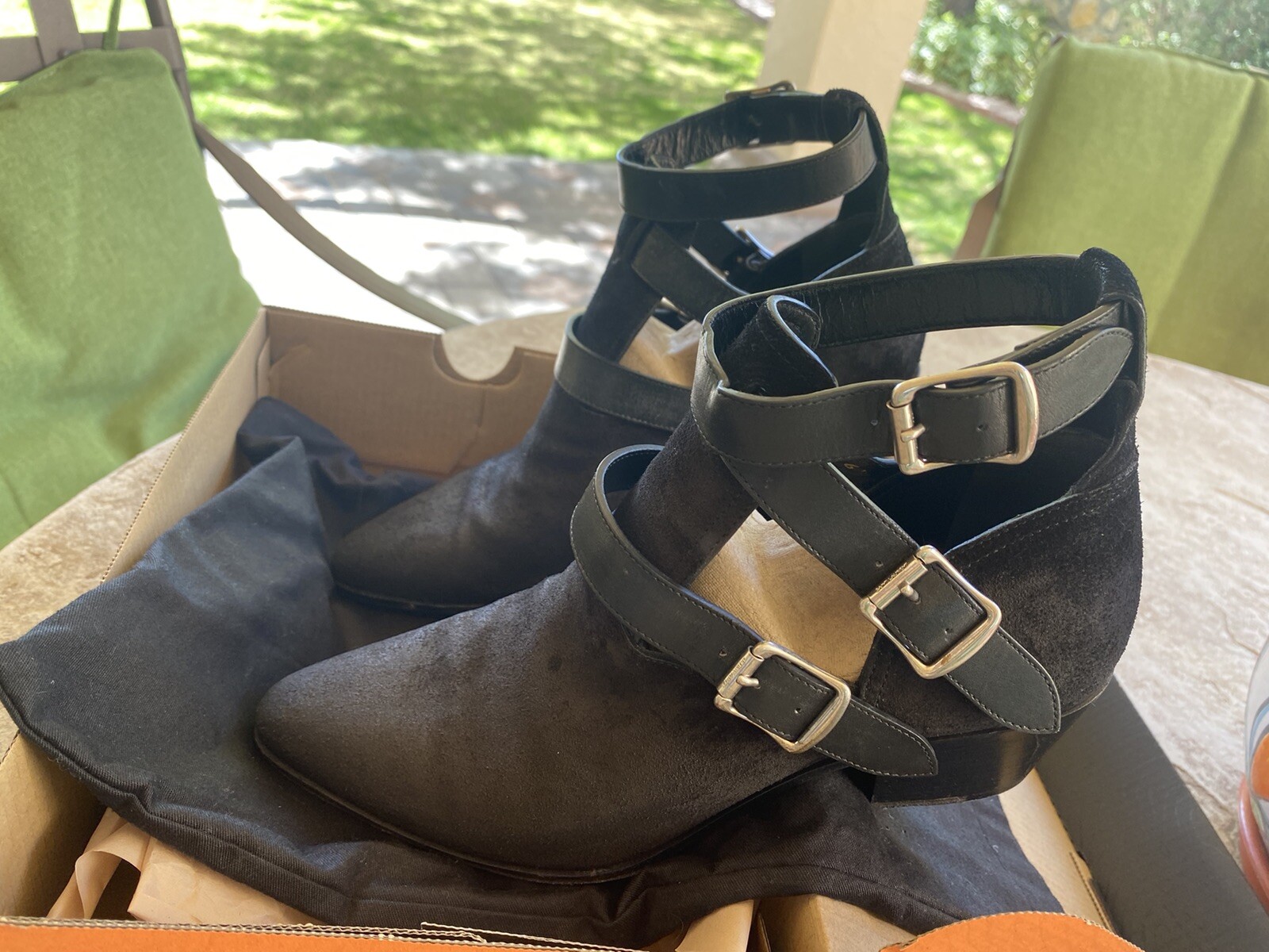 Stivaletti Saint Laurent neri scamosciati tacco basso 36 5 YSL