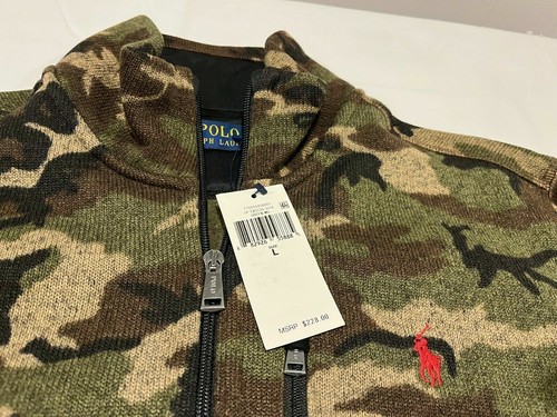 New Polo Ralph Lauren Mens Sizes Camo Poly Fleece Jacket Full Zip Knit Black Red - Bild 5 von 6