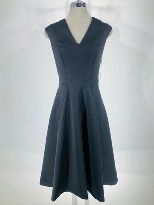 calvin klein fit and flare black dress