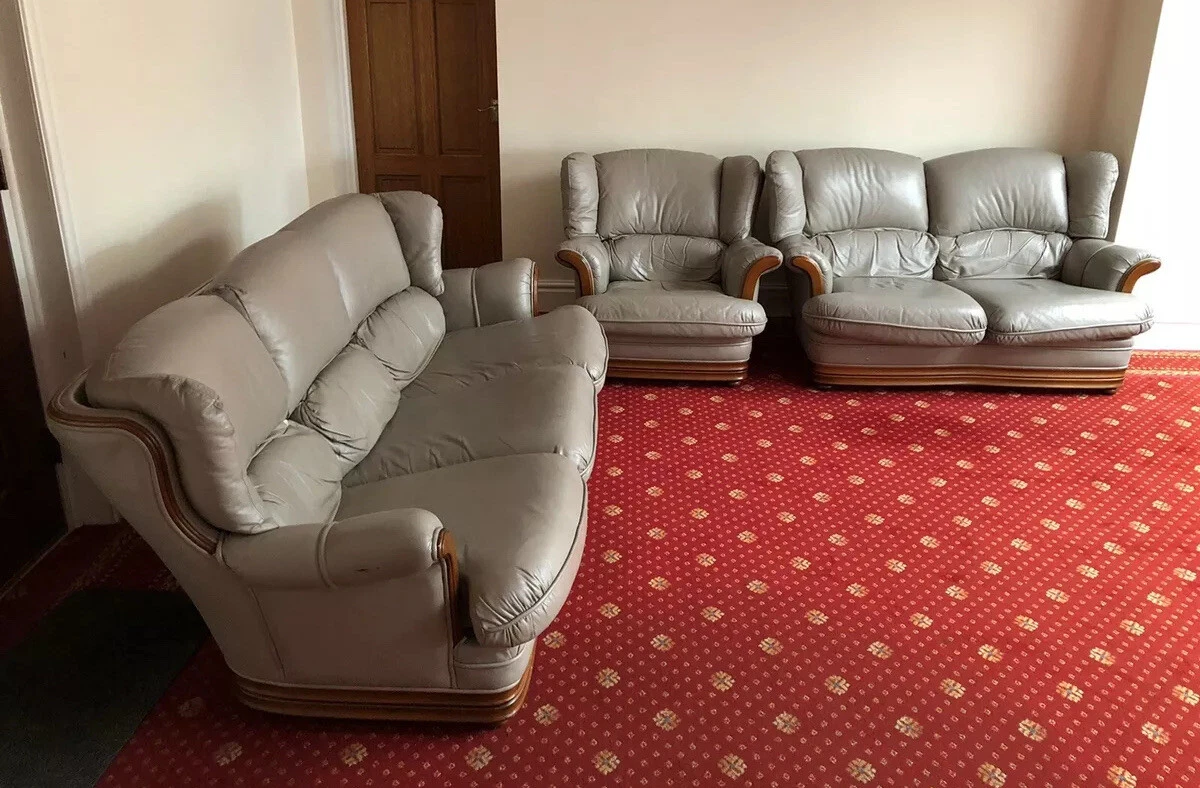 3 Piece Suite Leather Sofas Setees