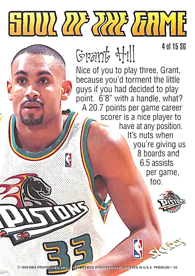 1998-99 Skybox Premium Basketball Soul Of The Game #4 Grant