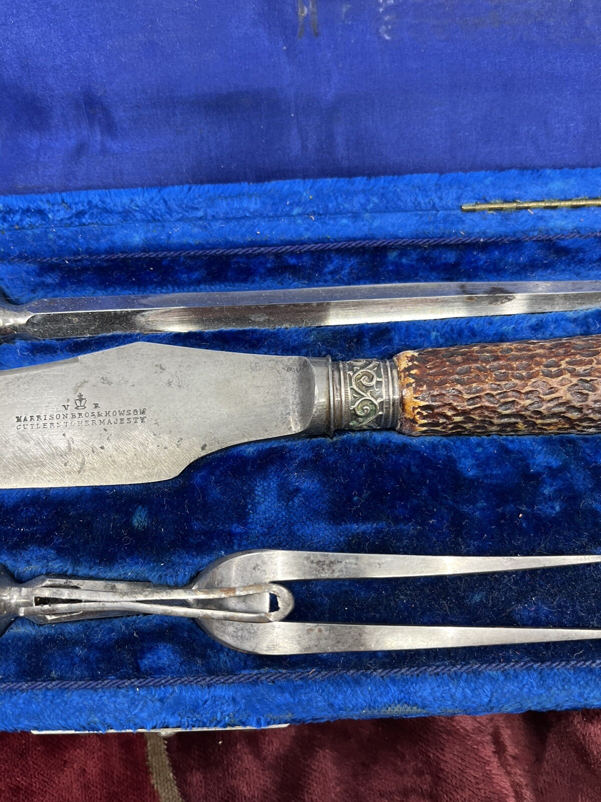 HARRISON BROS. & HOWSON SHEFFIELD STAG & STERLING ANTIQUE CARVING SET eBay
