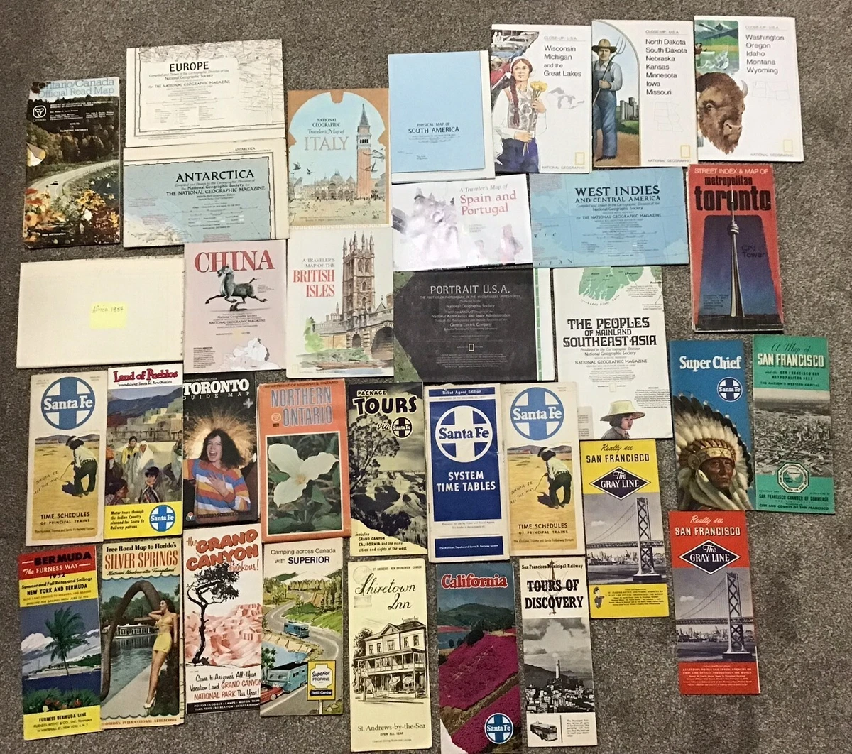 1950年頃 海外　外国 いろいろ ヴィンテージ旅行ガイド 地図 コレクション 1954 Collectible World Maps for sale | eBay