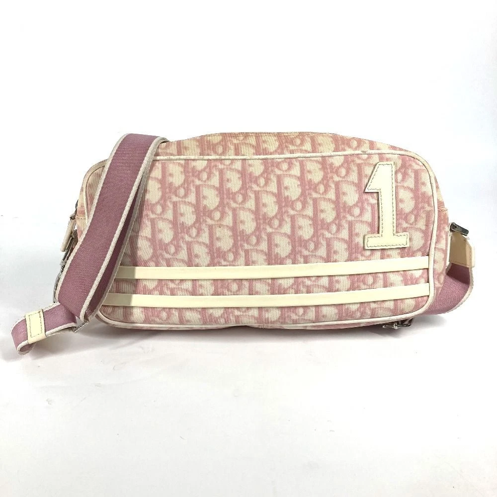 Sac bandoulière Christian Dior motif trotteur n°1 PVC cuir rose blanc bandoulière