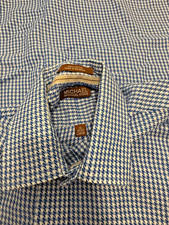 Michael Kors Men's Blue White Gingham Button Down Long Sleeve Shirt Large