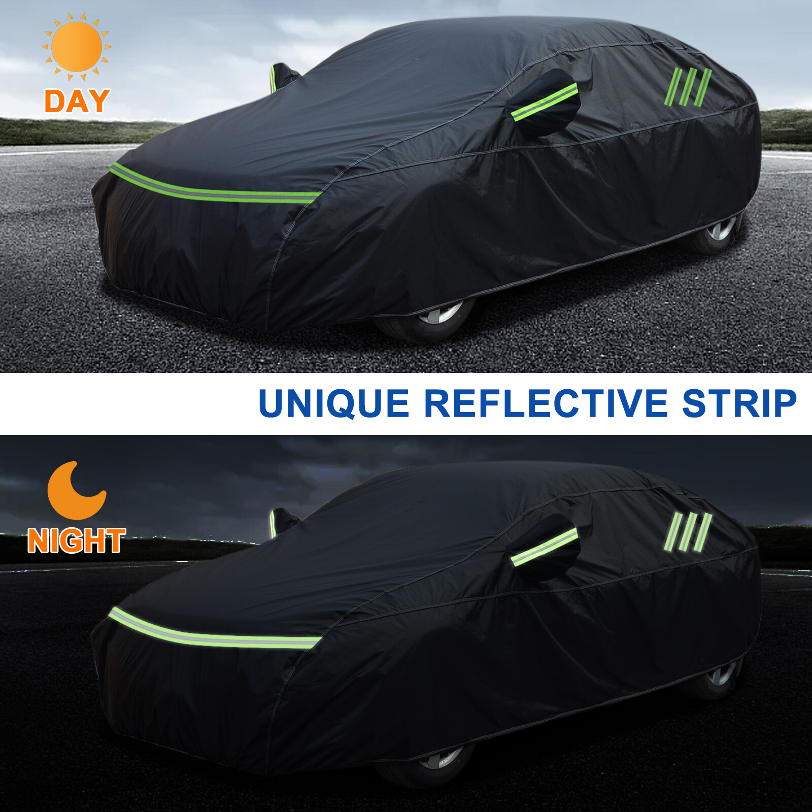 177'' Waterproof Sedan Car Cover 6 Layer PEVA+Cotton Rain Sun Protection eBay
