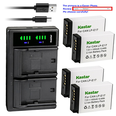 Kastar Battery LTD2 USB Charger for Canon LP-E17 LPE17 Canon EOS 77D 8000D DSLR