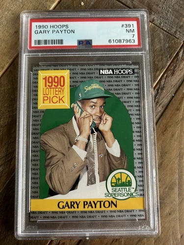 Gary Payton 1990 NBA Hoops basketball rookie card # 391 PSA 7 NM The Glove!