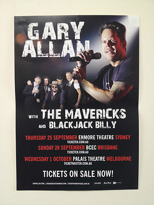 GARY ALLAN 2014 Australian Tour Poster A3 THE MAVERICKS BLACKJACK BILLY  **NEW**