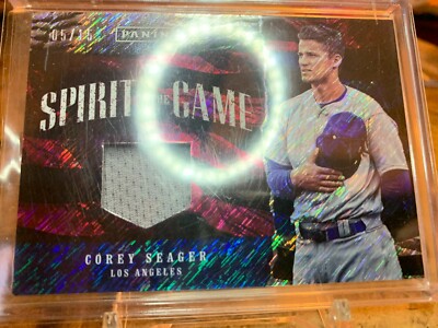 Corey Seager 2017 Panini Father's Day 5 Spirit of the Game Patch /15 Thick LAD
