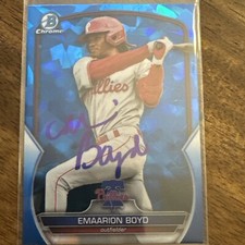 Emaarion Boyd Autographed 2023 Bowman Sapphire Chrome Card Phillies BDC-43