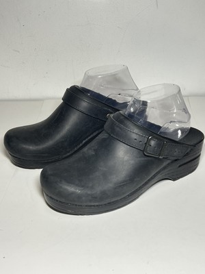 Dansko LN Black Oiled Leather Ingrid Slip On Clog Shoe 39 EU