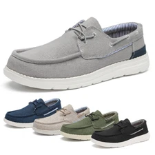 Mens Loafers Moc toe Slip-on Canvas Lightweight Casual Boat Shoes US