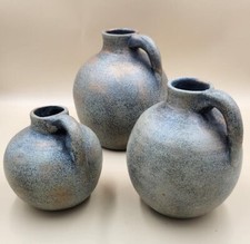 RAKU POTTERY VASES JAPANESE SET OF 3
