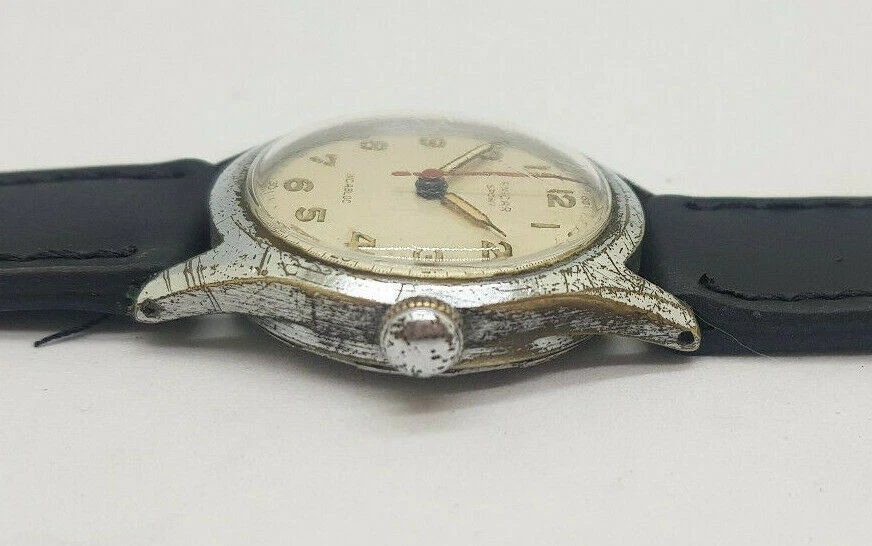 RELOJ HOMBRE RARO VINTAGE ENICAR ESFERA PLATEADA ORIGINAL CUERDA MANUAL Foto 4 de 4