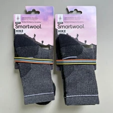 Lot Of 2 Pack Smartwool Men's Hike Light Cushion Mid Crew Socks Size Med Gray