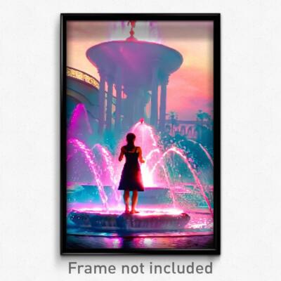 Pixel Art Poster - Important Fountain (8 Bit Psychedelic Video Game Print)