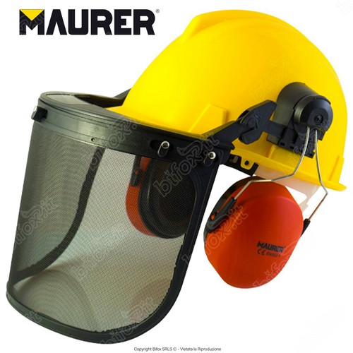 ELMETTO CASCO PROTETTIVO CON VIESERA CUFFIE FORESTALE BOSCAIOLO MAURER  CANTIERE | eBay
