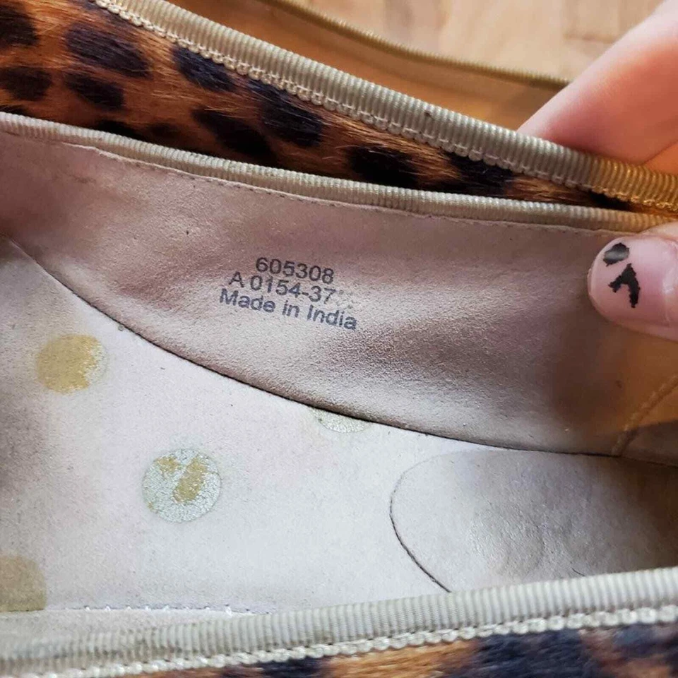 BODEN piel guepardo patrón plano marrón negro pelo de becerro para mujer talla 6 Foto 3 de 4
