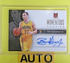 BEN HANSBROUGH  2012  MOMENTOUS ROOKIES  AUTO.  Panini #74  Indiana Pacers