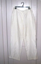 WOMENS PANTS DRESS SLACKS 12 LINEN BLEND BONE IVORY PLEATED LINED NORTON & CO