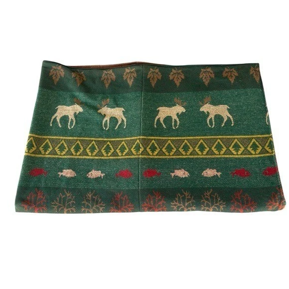 Pendleton Moose Lodge Cabin 100% Wool Reversible Duvet Cover Canoes Fish Leaves - Image 2 of 4