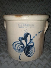 Antique F.B. Norton & Co. Salt Glaze Stoneware 2 GAL Crock  Worcester MA Cobalt 