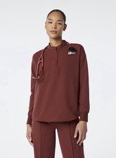 Figs Rafaela Oversized Longsleeve Scrub Top in Walnut, Size Large