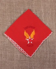 WWII Souvenir/Sweetheart Handkerchief - Army Air Force "Mother" - red