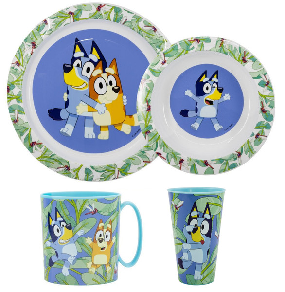 Bluey Und Bingo Kinder Geschirr-Set 4 Teilig Becher Tasse Teller SchüSsel-image