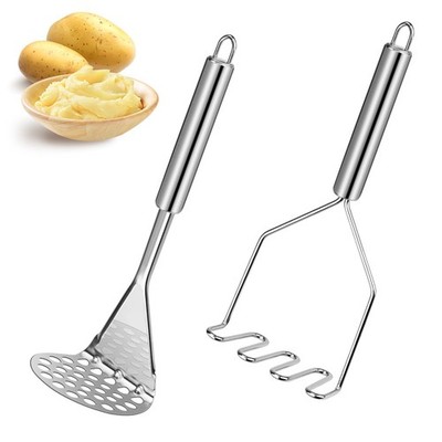 Potato Masher, 2 Pcs Stainless Steel L-shaped + linear, steel color 