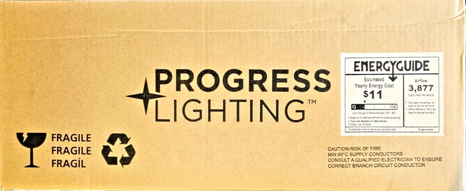 Ventilador de teto Progress Lighting AirPro Builder 52 polegadas branco com (5) lâminas brancas - Imagem 3 de 4