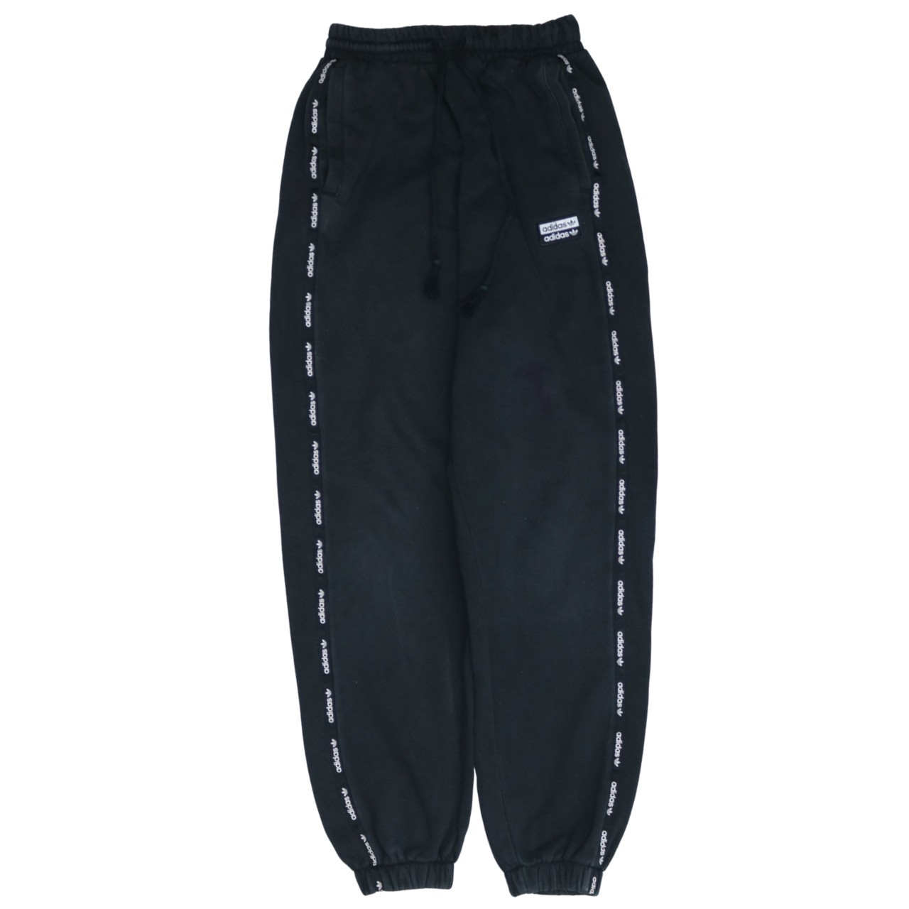 Adidas Womens Joggers Black Fleece Logo Tape Sides Elastic Cuffed Sweatpants XS