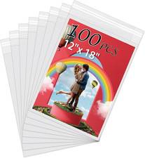 100 Pack Acid-Free Crystal Clear Sleeves Storage Bags for 12X18 Art Prints