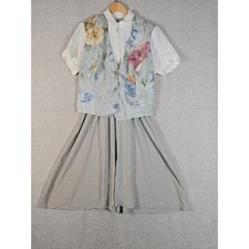 Vintage Special Thyme Ltd 2-in-1 Dress w/ Attached Floral Vest Size 18W Made USA