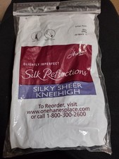 Hanes Silk Reflections Silky Sheer Knee High 6 Pair Pack JET BLACK