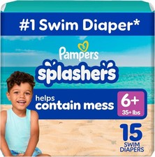 Pampers Splashers Swim Diapers, Size 6 , 15 Count, Disposable Swim Diapers, .