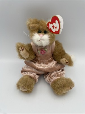 Vtg 1993 TY ATTIC TREASURES 9'' POUNCER THE CAT JOINTED Pink Clothes RETIRED RARE