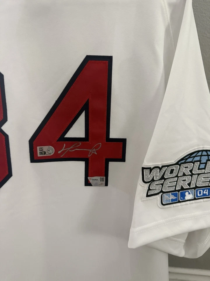 Camiseta David Ortiz autografada Mitchell & Ness 2004 WS fanáticos e liga principal de beisebol autêntica - Imagem 2 de 4