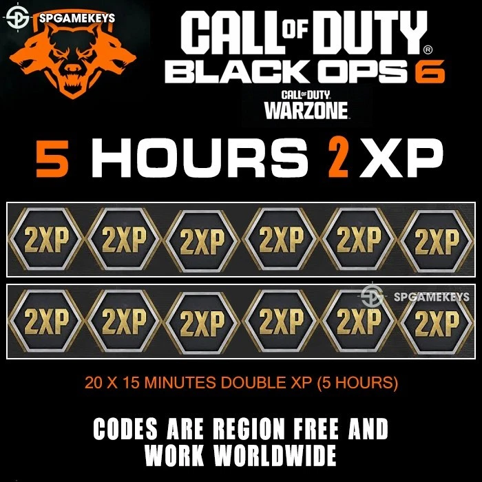 COD Black Ops 6 - 5 Hours Double XP Boost 5h 2XP Global Codes BO7 & BO6