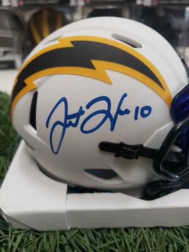 JUSTIN HERBERT LA CHARGERS SIGNED AUTO LUNAR ECLIPSE MINI HELMET (VISOR) COA