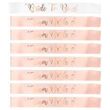 8 PCS Team Bride Sash Rose Gold Foil Bridesmaid Sashes Bachelorette Party